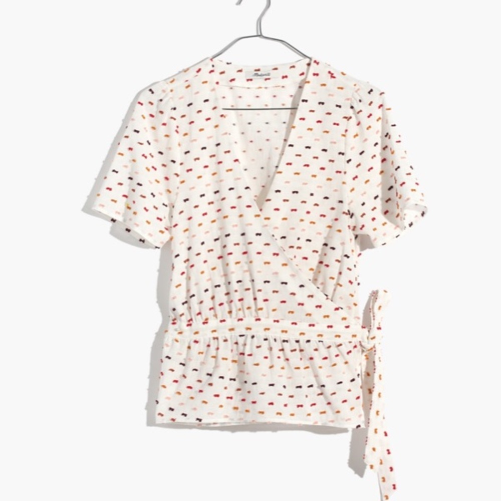 Madewell Ruffle-Hem Wrap Top in Clipdot